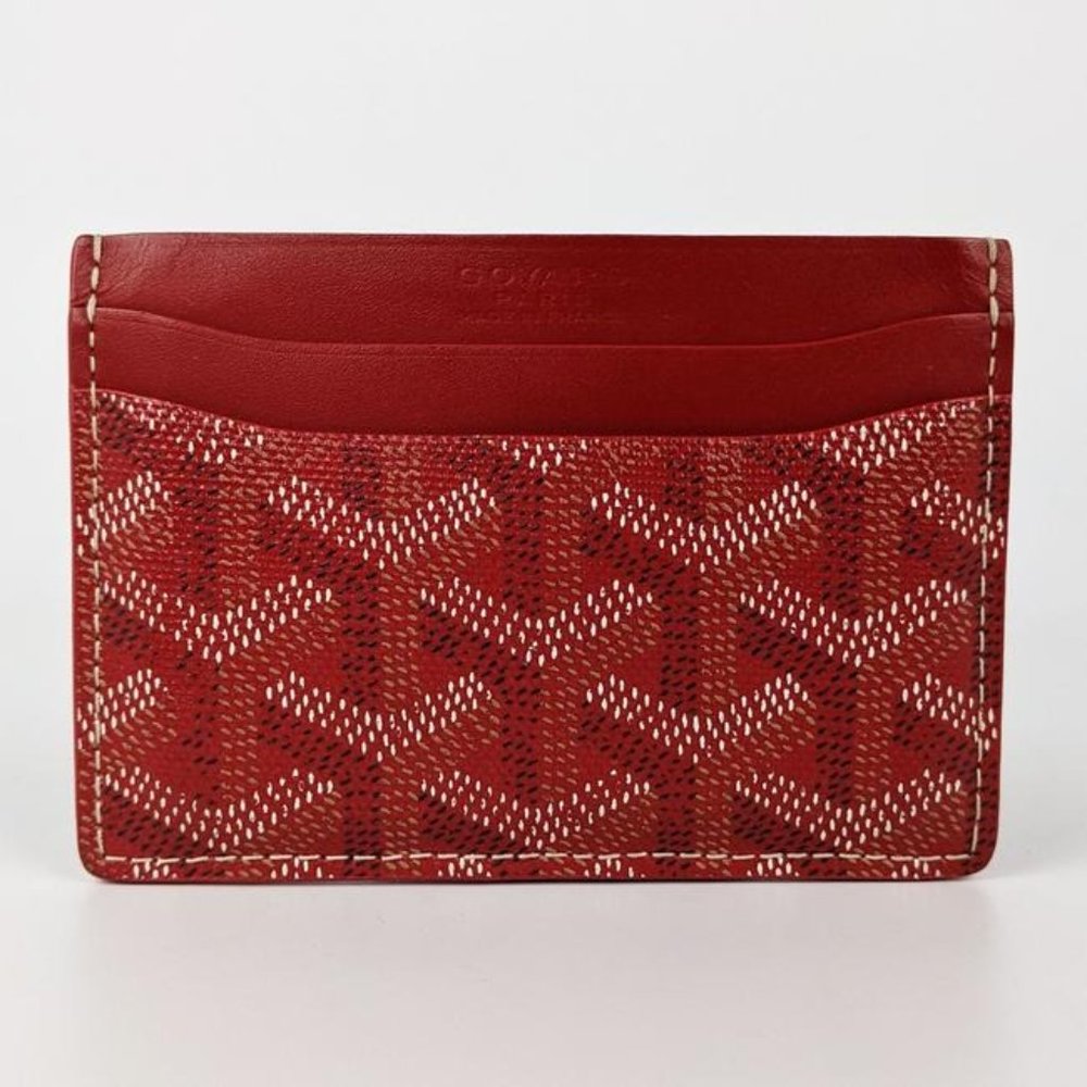 SOLD Goyard Red Sulpice Goyardine Card Holder - Picture 2 of 4
